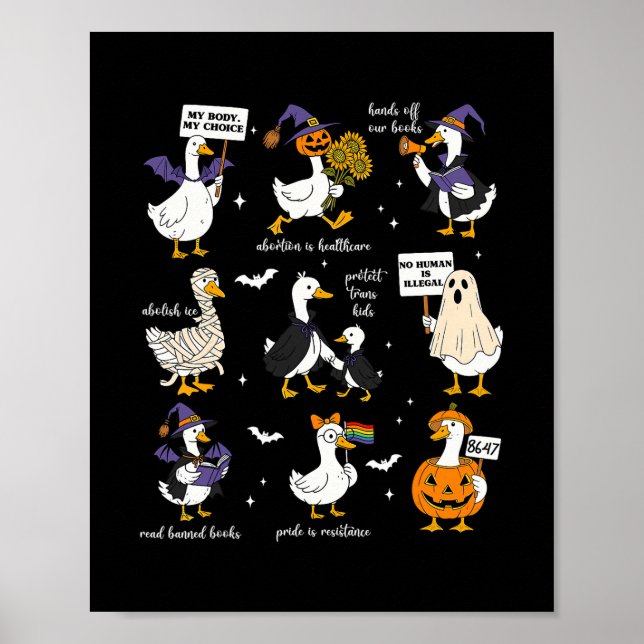 Poster Ganso de Halloween Sutil Resistir Trump Liberal Fe (Frente)