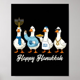 Poster Ganso de Hanukkah Feliz Hanukkah Menorah Pião Jude