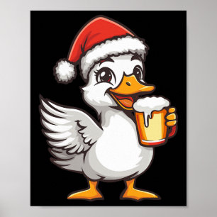 Poster Ganso De Natal Engraçado Com BD De Cerveja