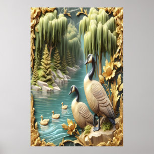 Poster Gansos do Canadá em meio aos chorões 24x36