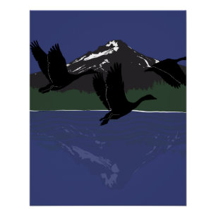 Póster Gansos-do-canadá Voando Sobre o Wilderness do Lago
