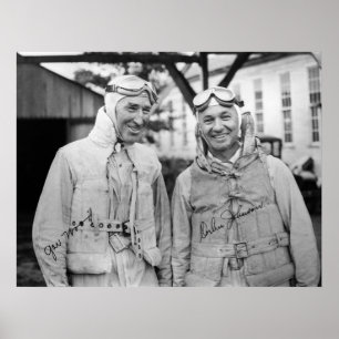 Poster Gar Wood e Orlin Johnson - Autografado - Vintage