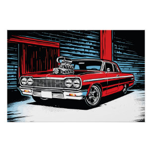 Póster Garage Beast Vermelho Cruiser Pop Art