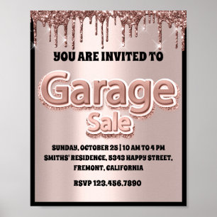 Poster Garage Yard Sale Rosa Glitter Blush Drives