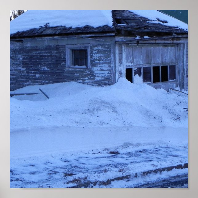Póster Garagem Coberta de Neve (Frente)