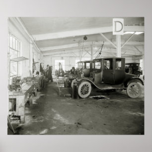 Poster Garagem do reparo do carro, 1900s adiantados