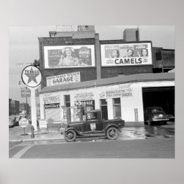 Poster Garagem e Posto de Combustível, 1940. Foto Antiga