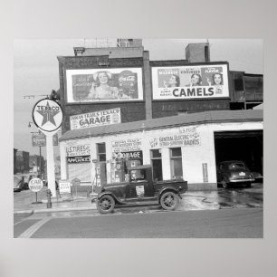 Poster Garagem e Posto de Combustível, 1940. Foto Antiga