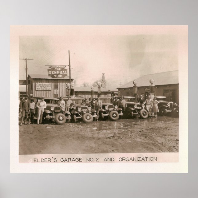 Póster Garagem, Gás e Pneus, Kilgore, TX 1931 / 32 (Frente)