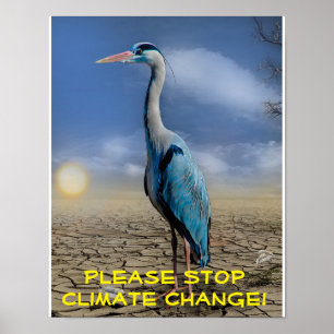 Poster Garça-real azul em uma seca