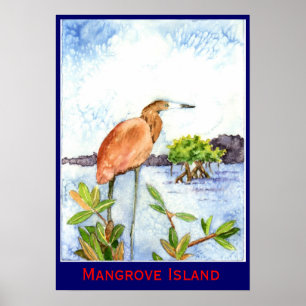 Póster Garça-real da ilha dos manguezais