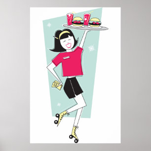 Poster Garçonete dos skates de rolo