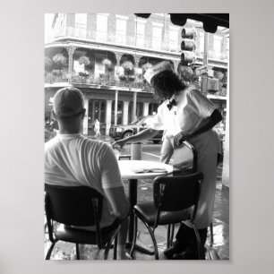Poster Garçonete em Cafe' du Monde Nova Orleães,