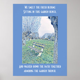 Poster Garden Bench Cote Azul Outono Céu Abstrato Art