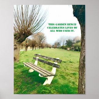 Poster Garden Bench Cote Azul Outono Céu Verde Arte Verde