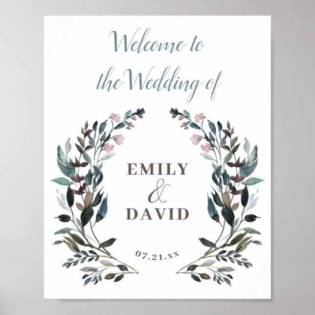 Poster Garden Crest | Casamento de boas-vindas de branco  (Frente)