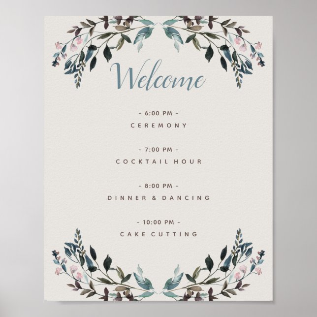 Poster Garden Crest Eggshell Floral Weding Program (Frente)