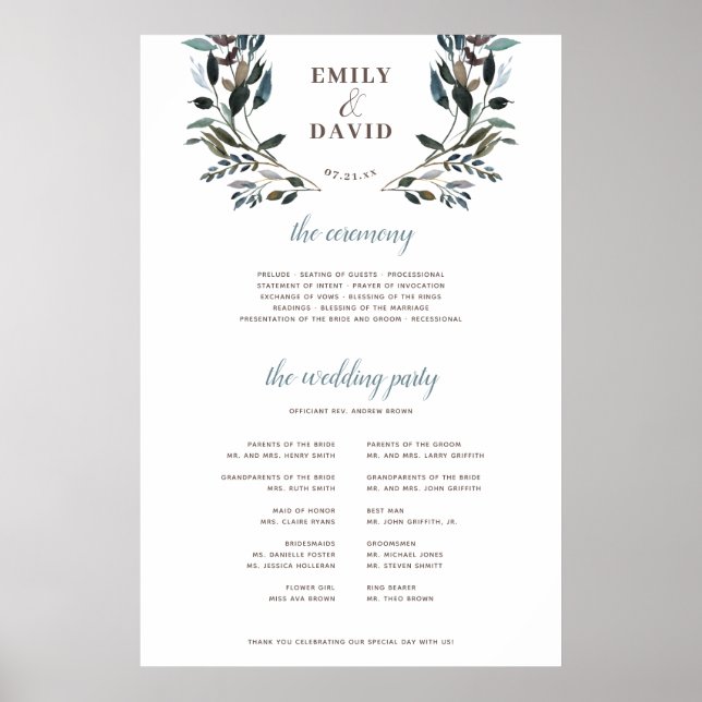 Poster Garden Crest | White Floral Ceremony Sinal (Frente)