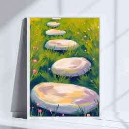 Poster Garden Stepping Stones Watercolor Painting
