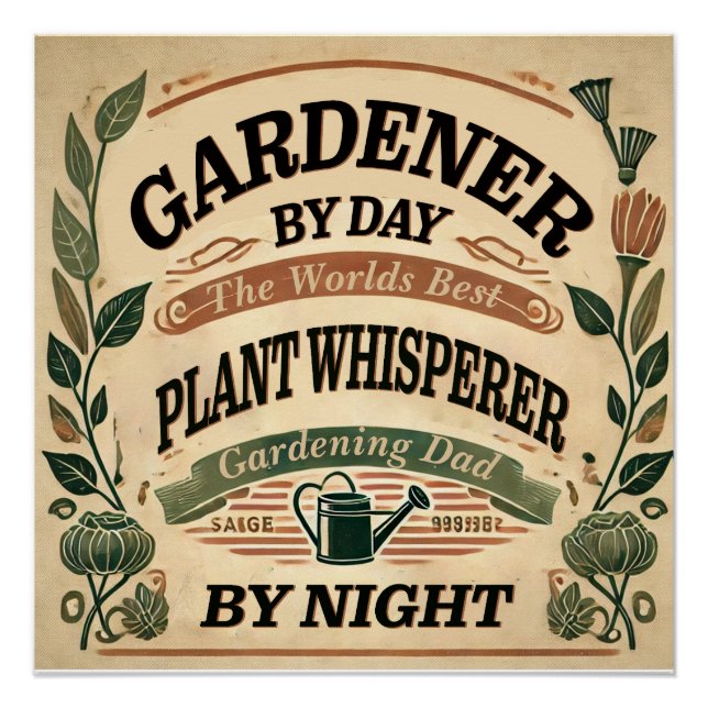 Póster Gardener por dia - Poster brilhante personalizável (Frente)