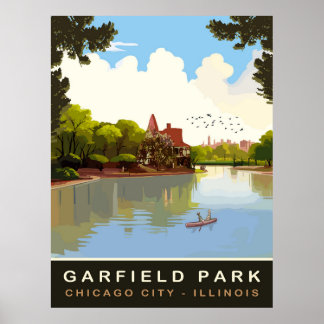 Poster Garfield Park, Chicago, Illinois, Viagens vintage