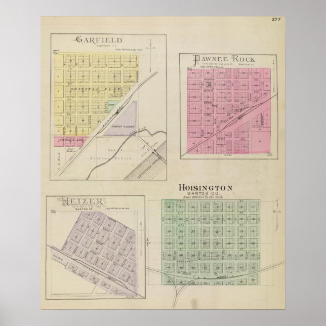 Poster Garfield, Pawnee Rock, Heizer, Hoisington, Kansas (Frente)