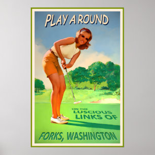 Poster GARFOS WASHINGTON-Kristen Stewart Golfe Putt Pino 
