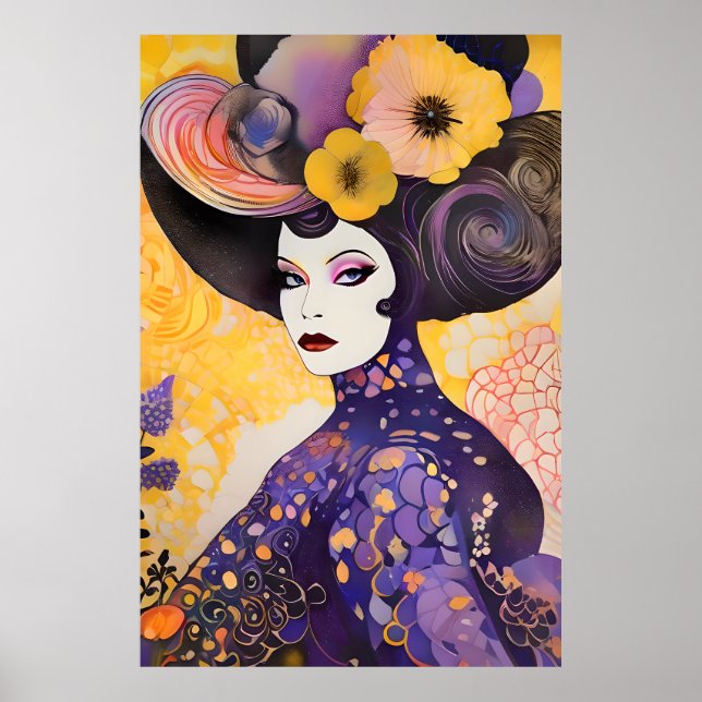 Poster Garganta Arraste Rainha Klimt Estilo (Frente)