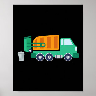 Poster Garge Truck Reciclar Resíduos Coletor de Lixo Terr