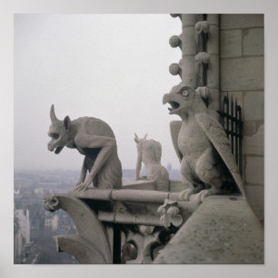 Póster Gargoyles on the balustrade of the Grande