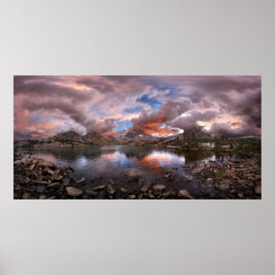 Póster Garnet Lake Sunset Sobre Banner Pico Na Trilha Joh