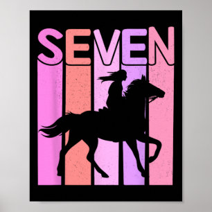 Poster Garota 7 de Cavalo Aniversário Andando 7 Anos