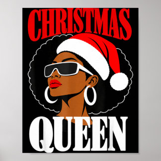 Poster Garota afro chapéu de papai noel óculos de sol mod