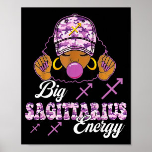 Poster Garota Afro com Grande Energia de Sagitário com Ca