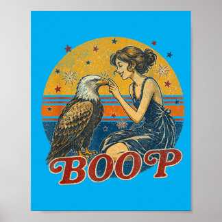 Poster Garota Águia Boop Nariz Mão Engraçada Patriótica