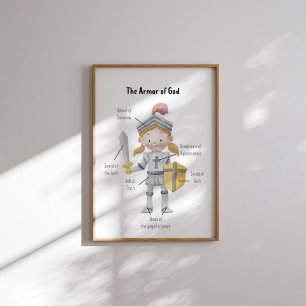 Poster Garota amarela de aquarela, a armadura de Deus imp