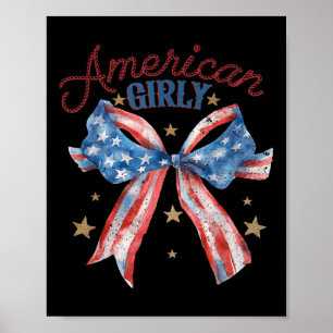 Poster Garota Americana Fofa Coquette Laço 4 De Julho EUA