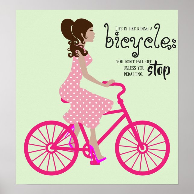 Poster Garota Andando Na Bicicleta Rosa (Frente)