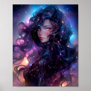 Poster Garota Animada De Estrelas