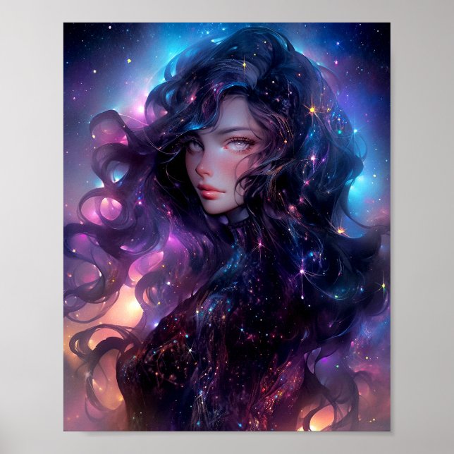 Poster Garota Animada De Estrelas (Frente)