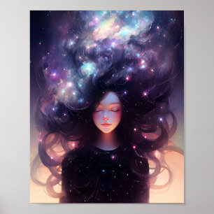 Poster Garota Animada De Estrelas