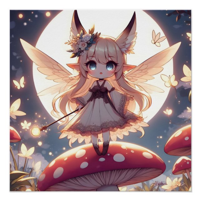 Póster Garota Anime Pixie Hippie Lua Fada (Frente)