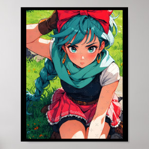 Poster Garota Anime Retro Aventureira de Fantasia Explora