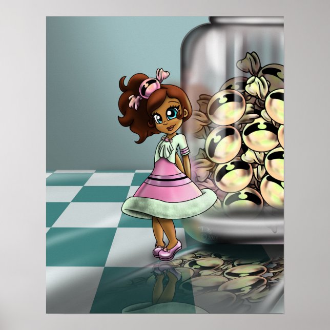 Póster Garota Biracial e Doces (Frente)