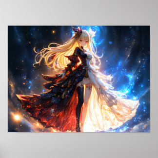 Poster Garota Celestial em um palhaço cósmico