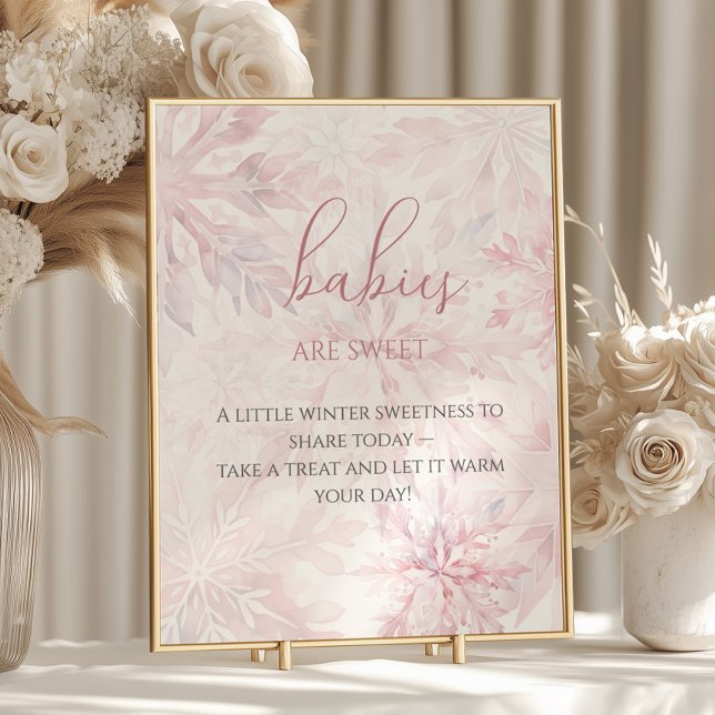 Poster Garota chá de fraldas Rosa Floco de Neve Bebês são (Criador carregado)