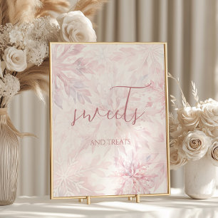 Poster Garota chá de fraldas Rosa Flocos de Neve Doces e