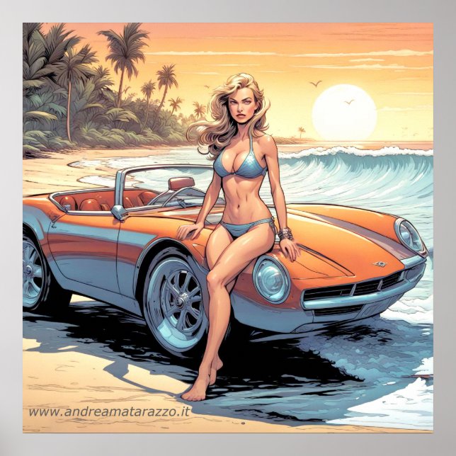 Poster Garota com carro esportivo (Frente)