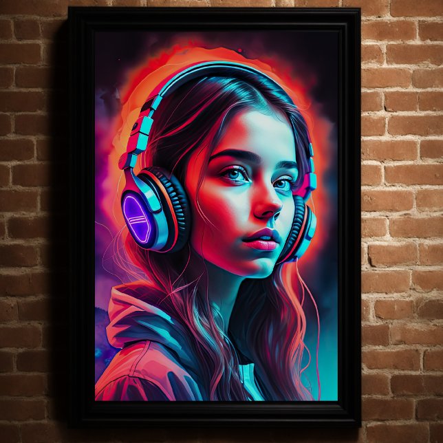 Poster Garota com Fones de ouvido (Criador carregado)