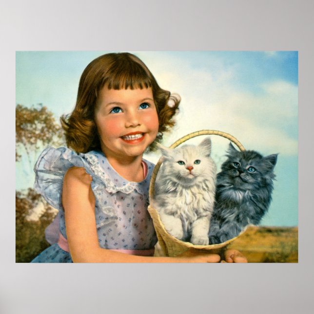 Poster Garota com gatinhos (Frente)